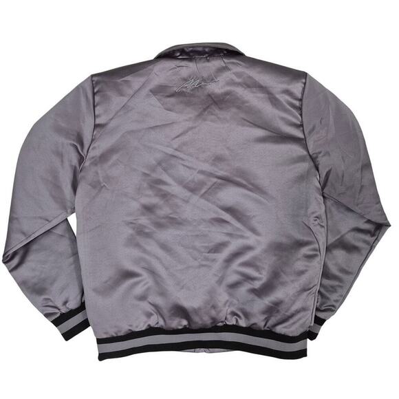 Boohoo Man Lavender Satin Bomber Jacket Knit waistband Sz L NWOT - Picture 2 of 5